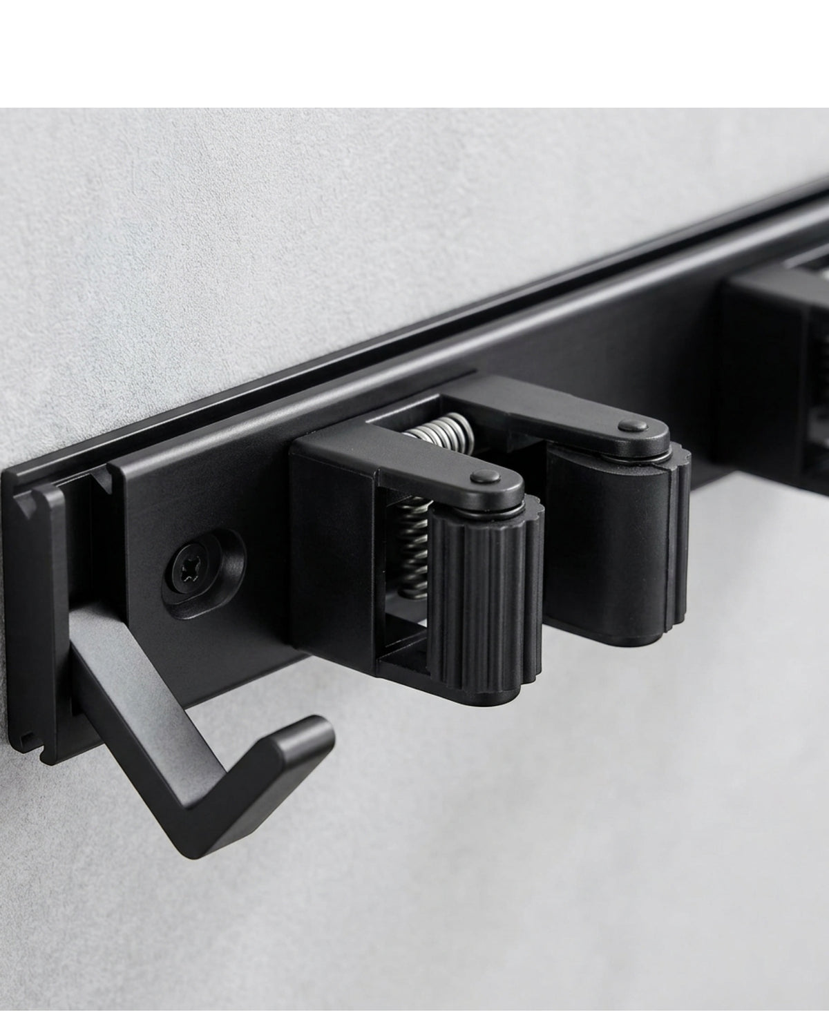 Dexbu Aluminum Mop and Broom Holder 5 Grips 6 Hooks 45 cm Black - Detail view